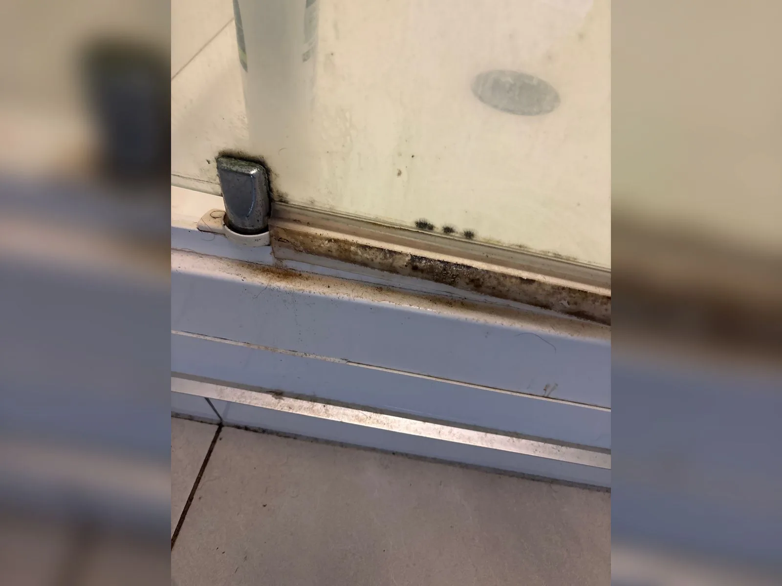Shower Door Track - Before