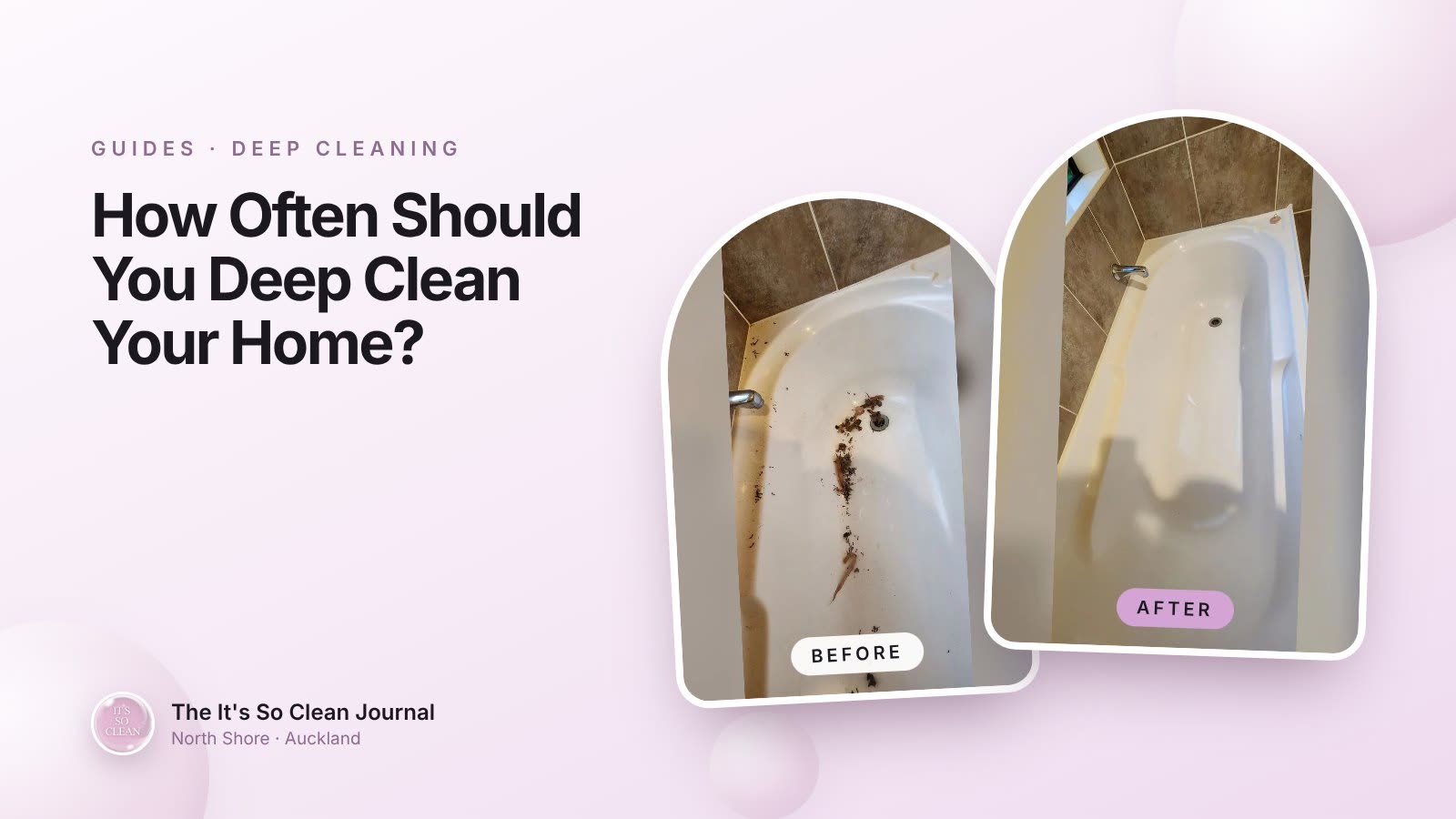 Professional cleaner scrubbing skirting boards and inside cupboards during a deep clean in a North Shore Auckland home